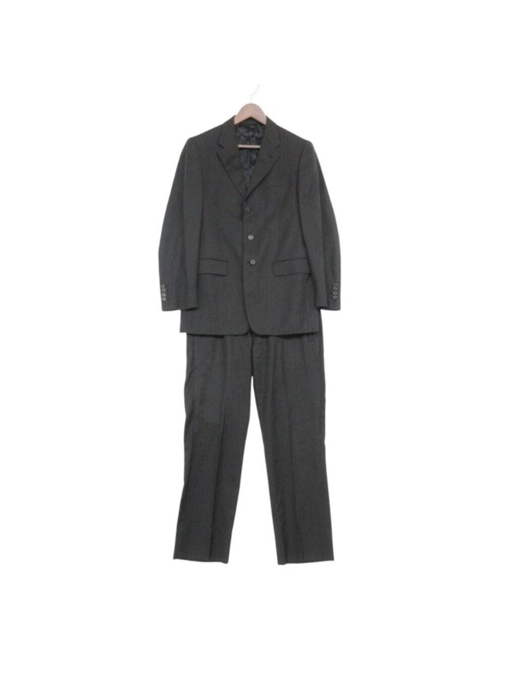 Prada Suit Striped Pattern Wool Flat-front Trousers Pants Black Brown